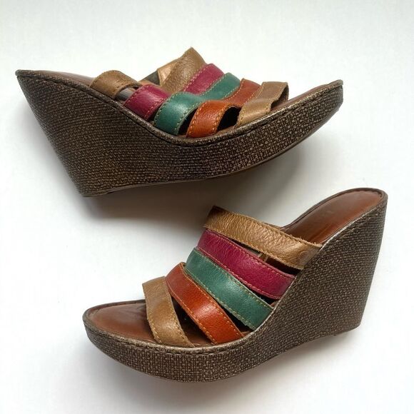 Born Women’s Size 8 Multicolor Open Toe Wedge Sandal - Picture 2 of 5